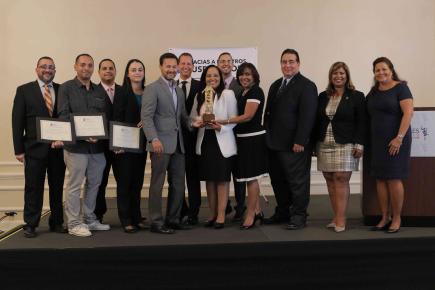 Members of the CooperVision Environmental, Health and Safety team accept 2017 Puerto Rico Manufacturers Association honors, including the Environmental Innovation Project of the Year Award. Members of the CooperVision Environmental, Health and Safety team accept 2017 Puerto Rico Manufacturers Association honors, including the Environmental Innovation Project of the Year Award.